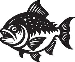 Piranha Fisch Vektor Symbol, Clip Art, Symbol, eben Illustration, schwarz Farbe Silhouette 5