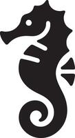 minimal Seepferdchen Vektor Symbol, eben Symbol, schwarz Farbe Silhouette, Weiß Hintergrund 13