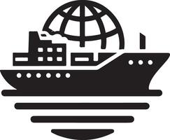 minimal International Versand Tanker Schiff unter runden gestalten Logo Vektor Symbol 11