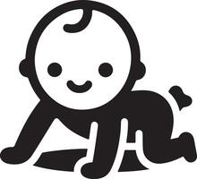 minimal süß lächelnd Baby kriechen Symbol schwarz Farbe Silhouette, Logo, Clip Art, Symbol 16 vektor