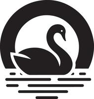 Schwan Logo Vektor Symbol, eben Symbol, schwarz Farbe Silhouette, Weiß Hintergrund 18