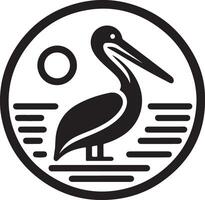 minimal Pelikan Vektor Symbol, eben Symbol, schwarz Farbe Silhouette, Weiß Hintergrund 19