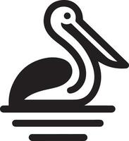 minimal Pelikan Vektor Symbol, eben Symbol, schwarz Farbe Silhouette, Weiß Hintergrund 12