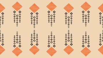 traditionell ethnisch Ikat Motiv Stoff Muster Hintergrund geometrisch .afrikanisch Ikat Stickerei ethnisch Muster braun Sahne Hintergrund Hintergrund. abstrakt, Vektor, Illustration. Textur, Rahmen, Dekoration. vektor