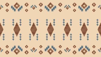 traditionell ethnisch Ikat Motiv Stoff Muster Hintergrund geometrisch .afrikanisch Ikat Stickerei ethnisch Muster braun Sahne Hintergrund Hintergrund. abstrakt, Vektor, Illustration. Textur, Rahmen, Dekoration. vektor