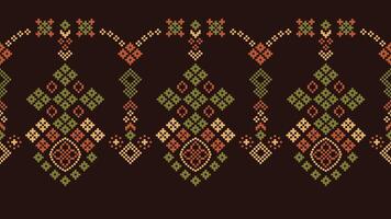 traditionell ethnisch Motive Ikat geometrisch Stoff Muster Kreuz Stich.ikat Stickerei ethnisch orientalisch Pixel braun Hintergrund. abstrakt, vektor, illustration. Textur, Schal, Dekoration, Tapete. vektor