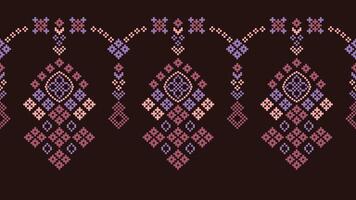 traditionell etnisk motiv ikat geometrisk tyg mönster korsa stitch.ikat broderi etnisk orientalisk pixel brun bakgrund. abstrakt, vektor, illustration. textur, halsduk, dekoration, tapeter. vektor