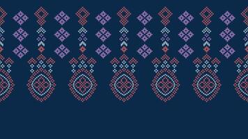 traditionell ethnisch Motive Ikat geometrisch Stoff Muster Kreuz Stich.ikat Stickerei ethnisch orientalisch Pixel Marine Blau Hintergrund. abstrakt, vektor, illustration. Textur, Schal, Dekoration, Tapete. vektor