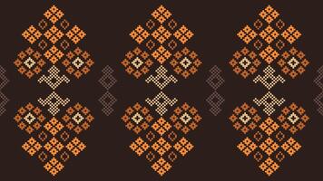 traditionell ethnisch Motive Ikat geometrisch Stoff Muster Kreuz Stich.ikat Stickerei ethnisch orientalisch Pixel braun Hintergrund. abstrakt, vektor, illustration. Textur, Schal, Dekoration, Tapete. vektor