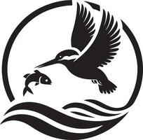 kungsfiskare fågel vektor konst ikon, ClipArt, symbol, svart Färg silhuett, vit bakgrund 4