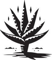 minimal Aloe vera Pflanze Symbol Vektor Silhouette, Weiß Hintergrund 19
