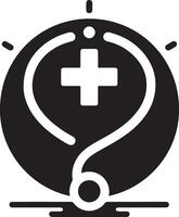 medicinsk logotyp ikon, platt symbol, svart Färg silhuett 12 vektor