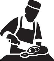 Metzger Fleisch Schneiden Silhouette Vektor Symbol, Clip Art, Symbol, schwarz Farbe 10