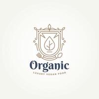 minimalistisch Luxus vegan gesund Essen Linie Kunst Logo Vorlage Vektor Illustration Design. einfach modern Restaurants und gesund Essen Produkte Logo Konzept