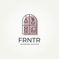 Möbel Innere Design mit Fenster gestalten minimalistisch Linie Kunst Logo Vorlage Vektor Illustration Design