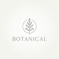 minimalistisch botanisch Blätter Linie Kunst Symbol Logo Vorlage Vektor Illustration Design