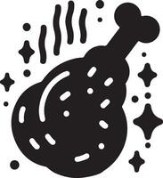 gebraten heiß Hähnchen Bein Stck Vektor Symbol Silhouette, Clip Art, Symbol, schwarz Farbe Silhouette 8