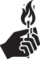 Hand halt Streichhölzer Feuer Hipster Jahrgang Vektor Logo Symbol, Silhouette 2