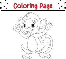 Lycklig apa djur- färg sida för barn vektor