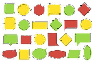 Citat bubblor mega uppsättning grafisk element i platt design. bunt av tom mall av Tal former och meddelande mallar av fyrkant, cirkel, romb, polygon formulär. vektor illustration isolerat objekt