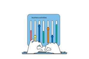 Digital Geschäft Konzept mit Menschen Szene im eben Netz Design. E-Commerce Unternehmen Entwicklung, finanziell Daten Analyse und Planung. Vektor Illustration zum Sozial Medien Banner, Marketing Material.