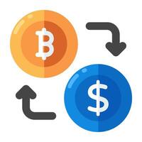 Bitcoin zu Dollar, Konzept von Währung Austausch vektor