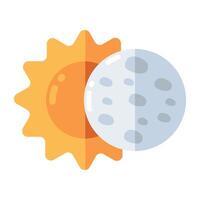 modern Design Symbol von Sonne mit Mond, Planeten Vektor