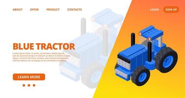 webb mall med en blå traktor. vektor