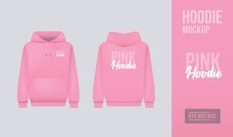 Frau Rosa Kapuzenpullover. realistisch Jumper Attrappe, Lehrmodell, Simulation. lange Ärmel Hoody Vorlage Kleidung. vektor