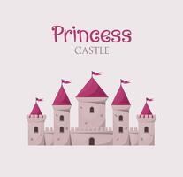 Rosa Prinzessin mittelalterlich Vektor Schloss. Karikatur Fee Geschichte Schloss Turm Symbol