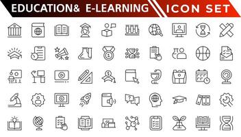 utbildning och e-learning webb ikoner i linje stil. skola, universitet, lärobok, inlärning. vektor illustration