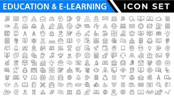 utbildning och inlärning webb ikoner i linje stil. skola, universitet, lärobok, inlärning. vektor illustration