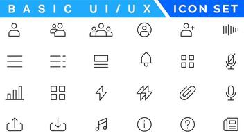 ui och ux ikon uppsättning, användare gränssnitt ikon uppsättning samling. vektor
