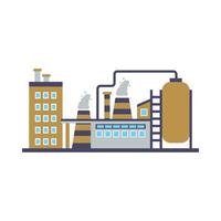 fabrik byggnad, kraft elektricitet, industri fabrik byggnader platt ikon isolerat vektor illustration.