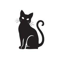 süß Katze Sitzung Vektor Kunst Silhouette Illustration