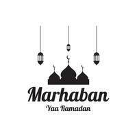 Ramadan Mubarak Logo Vorlage Design mit Laterne und Moschee Beleuchtung Konzept. Logo zum Grüße, Geschäft, Muslim. vektor