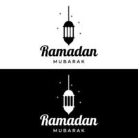 Ramadan Mubarak Logo Vorlage Design mit Laterne und Moschee Beleuchtung Konzept. Logo zum Grüße, Geschäft, Muslim. vektor