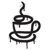 sprühen gemalt Graffiti Kaffee Tasse Symbol Wort gesprüht isoliert mit ein Weiß Hintergrund. vektor