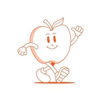 Apfel retro Maskottchen. komisch Karikatur Charakter von Apfel. vektor