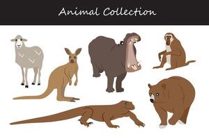 Tiere Sammlung isoliert auf Weiß Hintergrund. eben Stil Vektor Illustration.