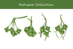 uppsättning av Ketupat i platt design stil. vektor illustration.