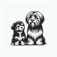 tibetanisch Terrier Hund Familie Clip Art Illustration Vektor