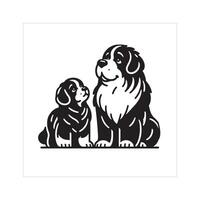 ai genererad newfoundland hund familj ClipArt illustration i svart och vit vektor