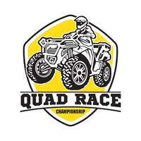 quad atv extremsportrennen im abzeichen-logo-design, gut für t-shirt-design und meisterschafts-event-logo vektor