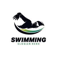 Schwimmen Sport Silhouette Logo Design vektor