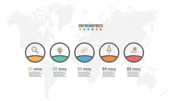 Geschäft Prozess Zeitleiste Infografiken mit 5 Schritte Optionen Vektor Diagramm.