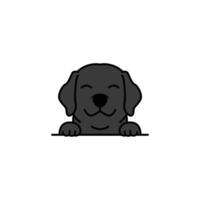 süß schwarz Labrador Retriever Hündchen lächelnd Karikatur, Vektor Illustration