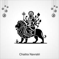 Lycklig chaitra Navratri firande Navratri lyckönskningar hälsning kort, skriven hindi text betyder Lycklig Navratri vektor
