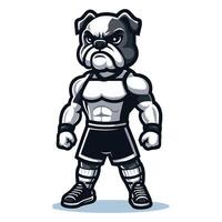 ai genererad stark atletisk kropp muskel bulldogg maskot design vektor illustration, logotyp mall isolerat på vit bakgrund