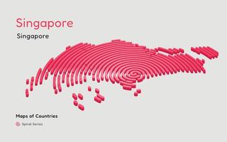3d vektor Karta av singapore med cirkel rader. identifierande dess huvudstad stad, Singapore. spiral 3d, perspektiv